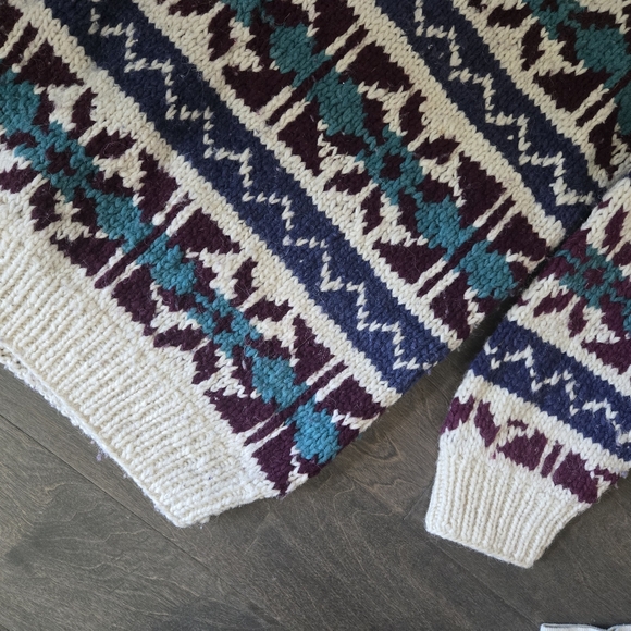 Rey Wear Handmade 100% Wool Chunky Knit Sweater Size XL Made in Ecuador - Picture 6 of 6